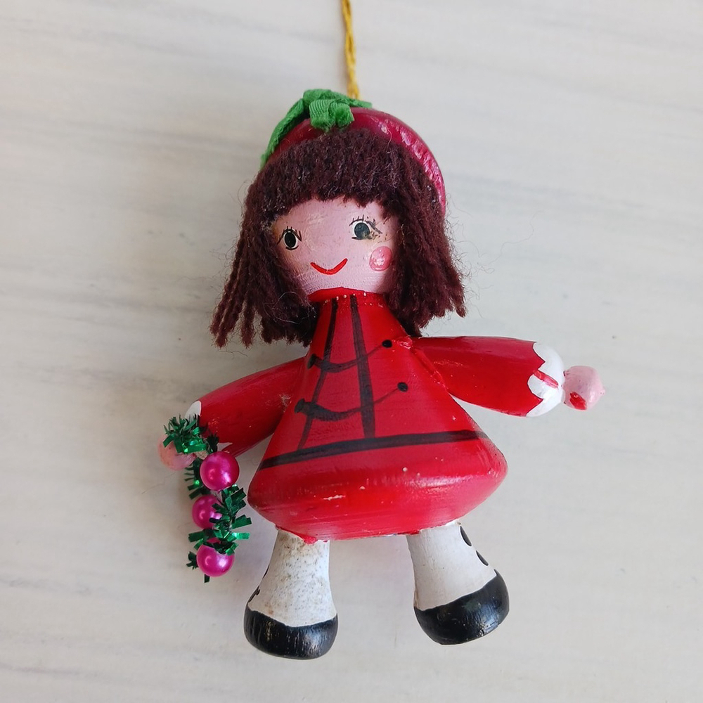 Vintage 80s Wooden Christmas Ornament Handmade Kurt A